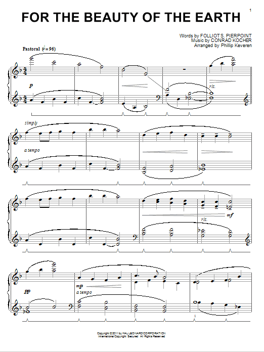 Product picture to: For The Beauty Of The Earth [Classical version] (arr. Phillip Keveren)