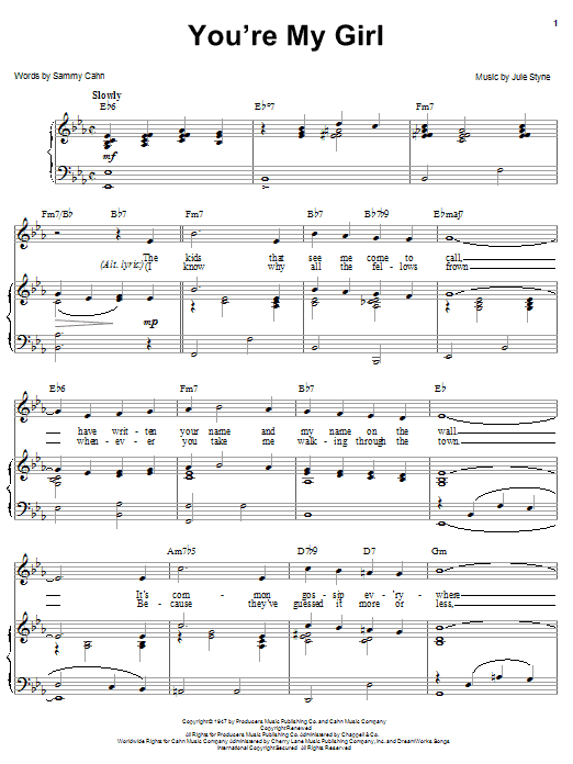 Product gallery: Page 1 of 1 You're My Girl, Sammy Cahn