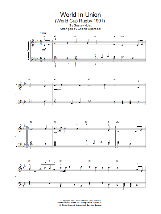Product gallery: Page 1 of 1 World In Union (World Cup Rugby 1991), Gustav Holst