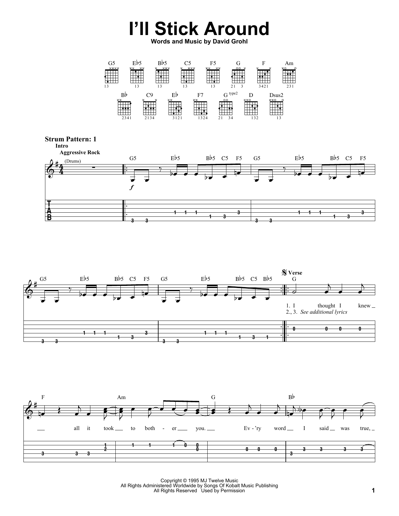 Produktgalerie: Seite 1 von 1 I'll Stick Around, Foo Fighters, Gitarre