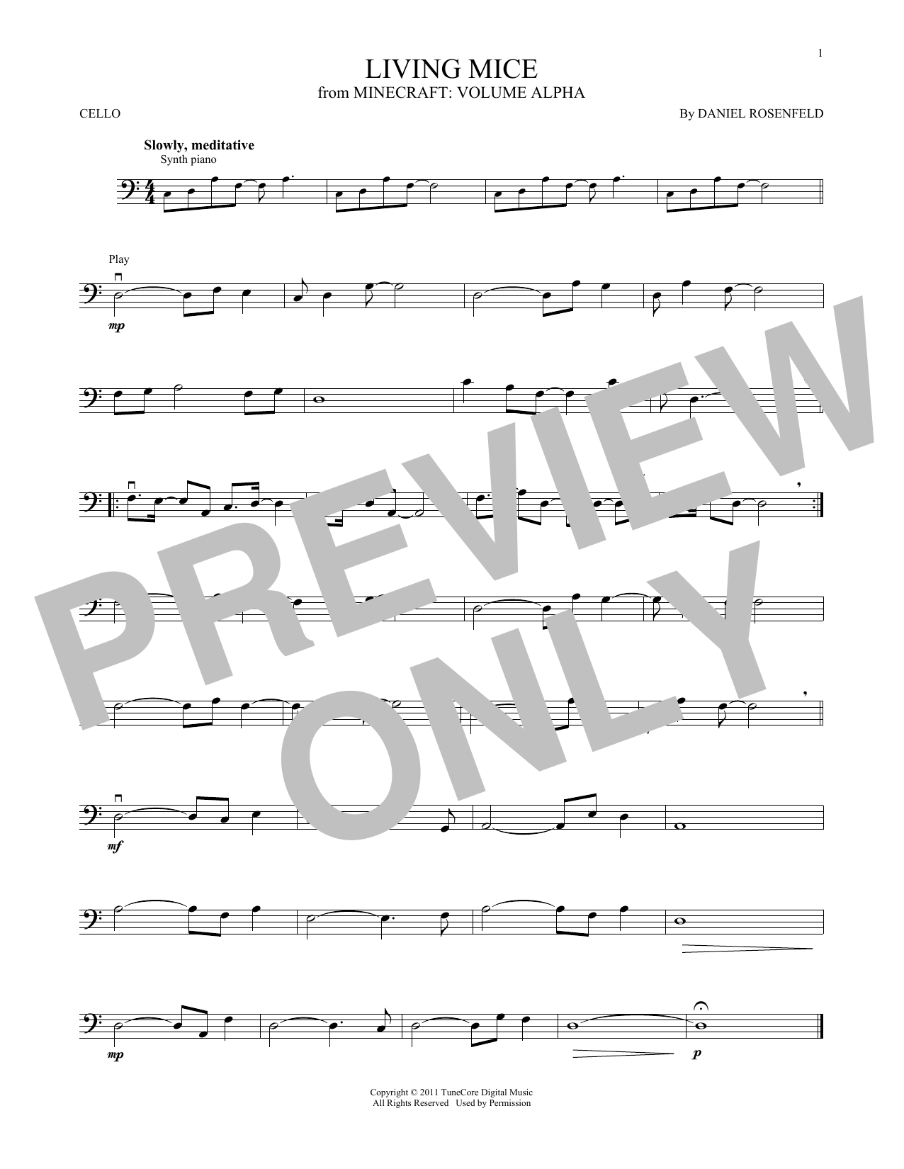 Produktgalerie: Seite 1 von 1 Living Mice (from Minecraft), C418, Violoncello