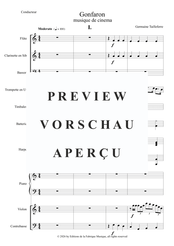 Produktgalerie: Seite 4 von 11 Gonfaron or Tante Chinoise et Les Autre, , Flöte, B-Klarinette, Fagott, Trompete in C, Pauken, Schlagzeug, Harfe, Klavier, Violine, Kontrabass