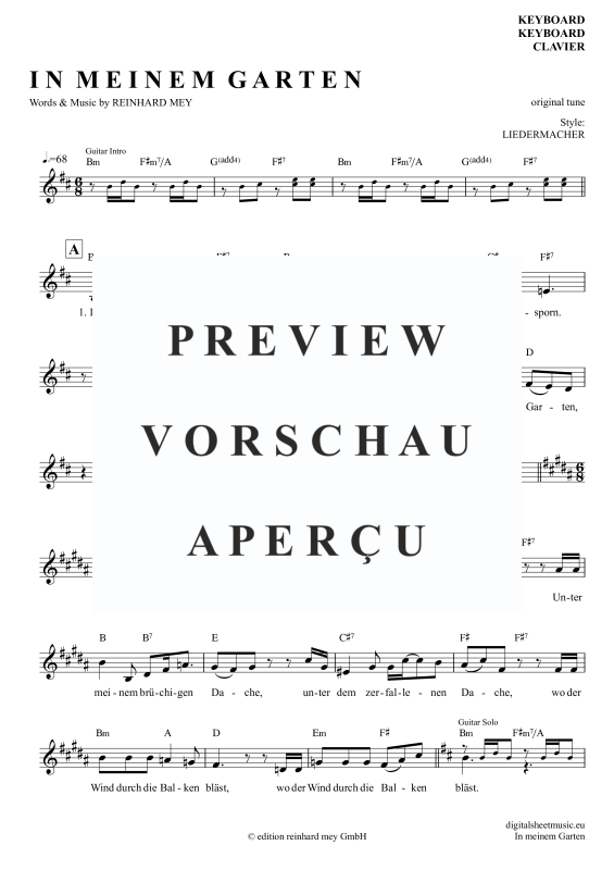 Product gallery: Page 6 of 9 In Meinem Garten, Mey, Reinhard, Keyboard