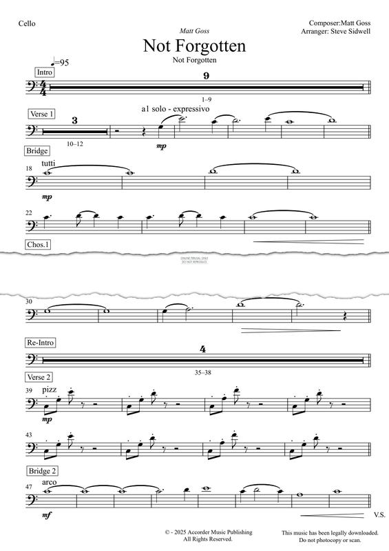 Produktgalerie: Seite 1 von 1 Not Forgotten, Matt Goss, Violoncello