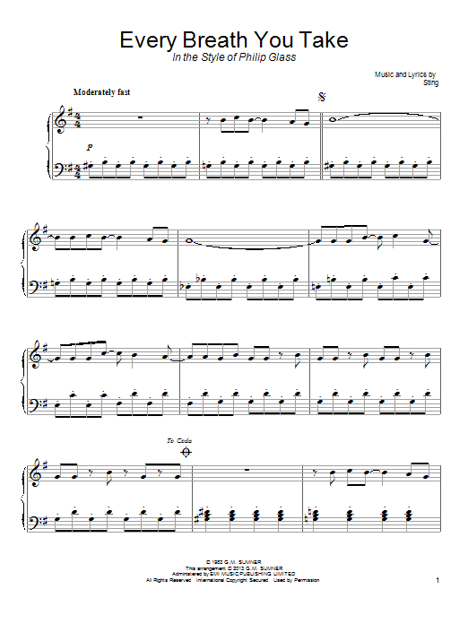 Product gallery: Page 1 of 1 Every Breath You Take (in the style of Philip Glass), The Police