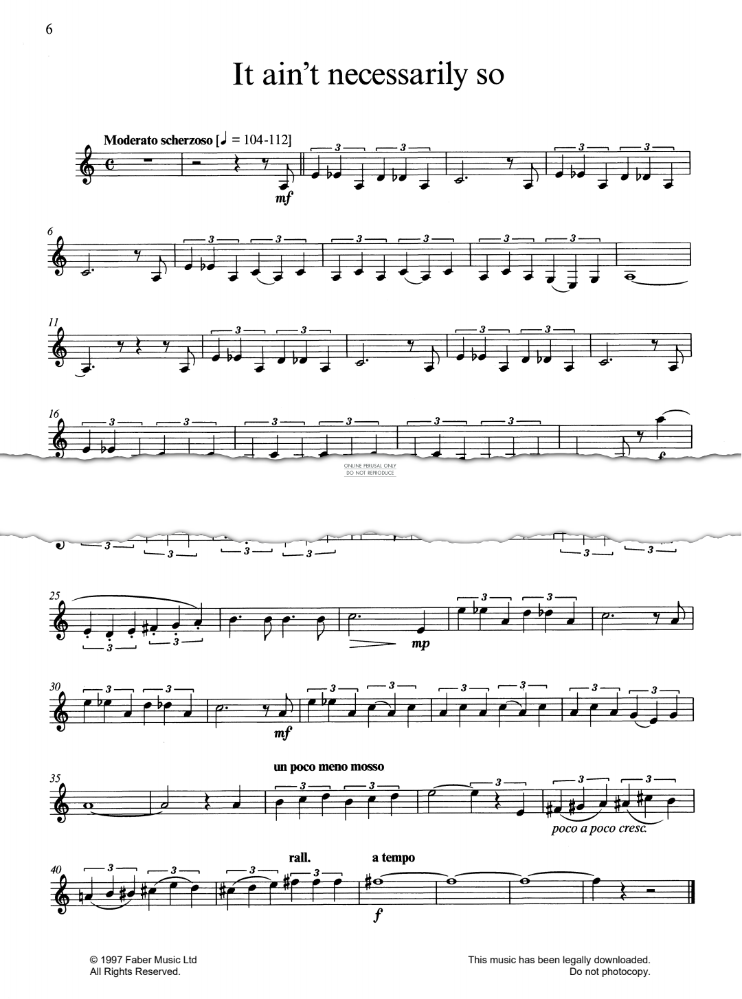 Produktgalerie: Seite 1 von 1 It Ain't Necessarily So (from PORGY AND BESS®), George Gershwin, Klarinette, Klavier