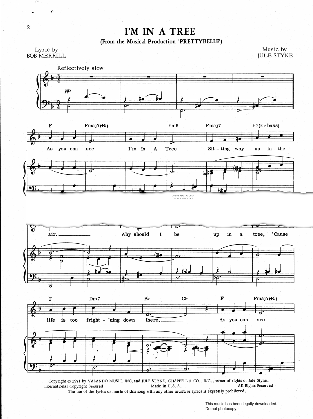 Product gallery: Page 1 of 1 I'm In A Tree (from 'Prettybelle'), Jule Styne