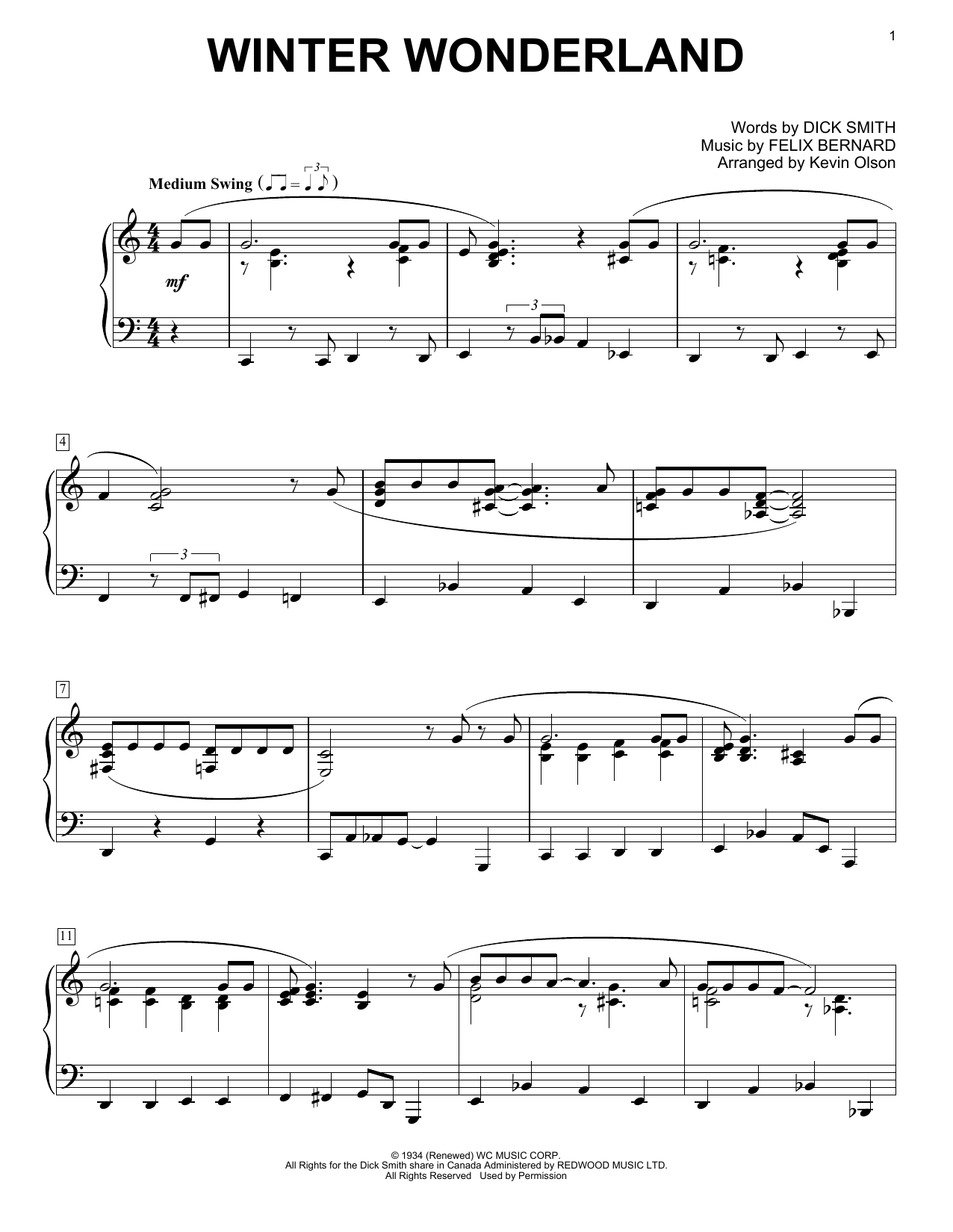 Produktgalerie: Seite 1 von 1 Winter Wonderland (arr. Kevin Olson), Dick Smith, Klavier