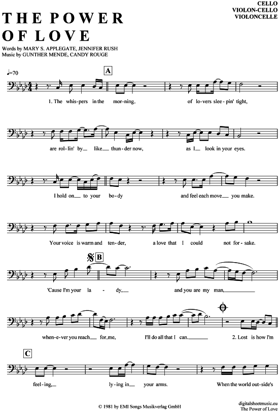 Produktgalerie: Seite 1 von 4 The Power of Love , Rush, Jennifer, (Violon-Cello)