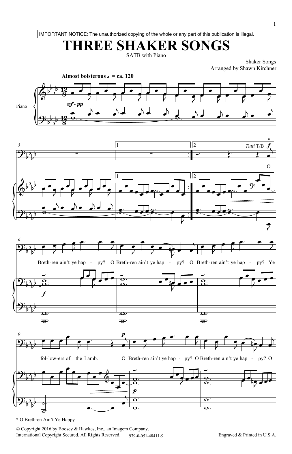 Product picture to: Three Shaker Songs