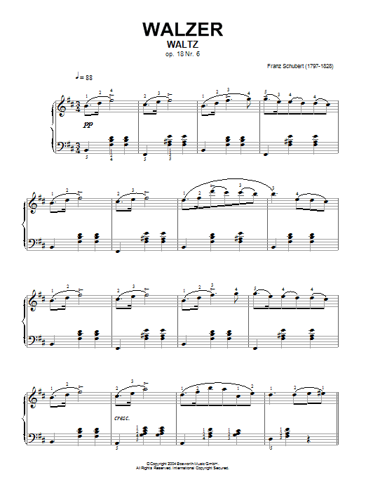 Product gallery: Page 1 of 1 Waltz Op. 18, No. 6, Franz Schubert