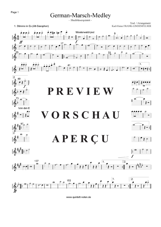 Produktgalerie: Seite 10 von 21 German-Marsch-Medley , Blasorchester Fatamo, (Blechbläser Quintett flexible Besetzung)
