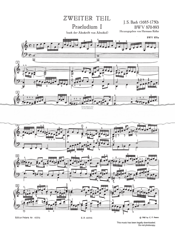 Produktbild zu: Prelude And Fugue No.1 in C major, BWV 870 (from 'The Well-Tempered Klavier Book II')