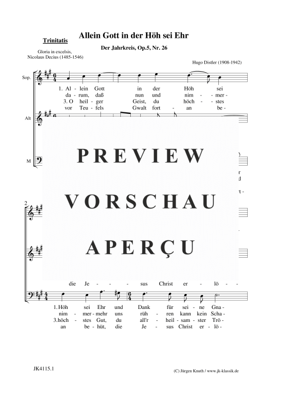 gallery: Allein Gott in der Höh sei Ehr (Der Jahrkreis, Op.5, Nr. 26), , Gemischter Chor