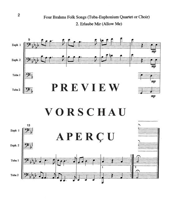 Product gallery: Page 6 of 21 Four Brahms Folk Songs , , (Tuba Quartett EETT)