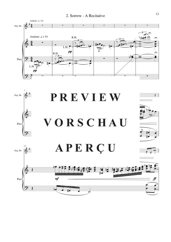 Produktgalerie: Seite 14 von 21 Two Songs for english horn and strings (Piano Reduction) , ,  (Englischhorn + Klavier)