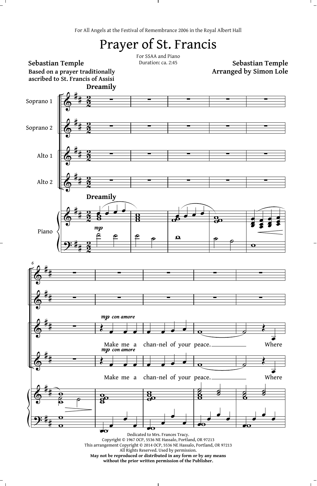Produktgalerie: Seite 1 von 1 Prayer Of St. Francis (arr. Simon Lole), Sebastian Temple, Chor