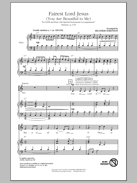Produktbild zu: Fairest Lord Jesus (You Are Beautiful To Me)