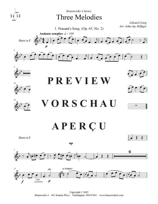 Produktgalerie: Seite 2 von 12 3 Melodies , , (Horn in F + Klavier)
