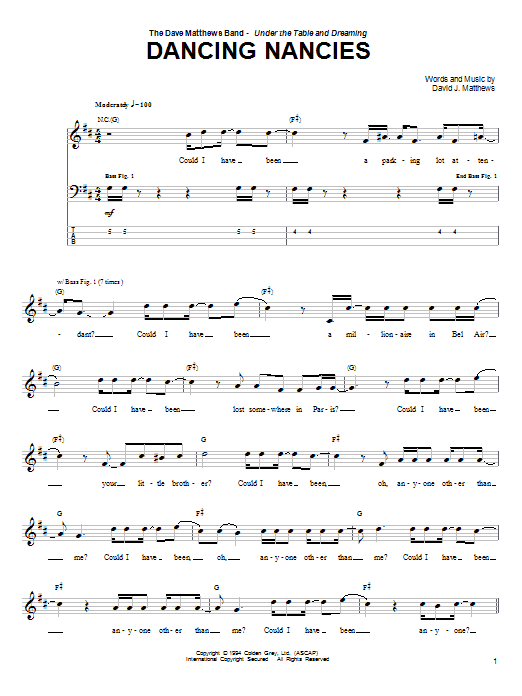 Produktgalerie: Seite 1 von 1 Dancing Nancies, Dave Matthews Band, E-Bass