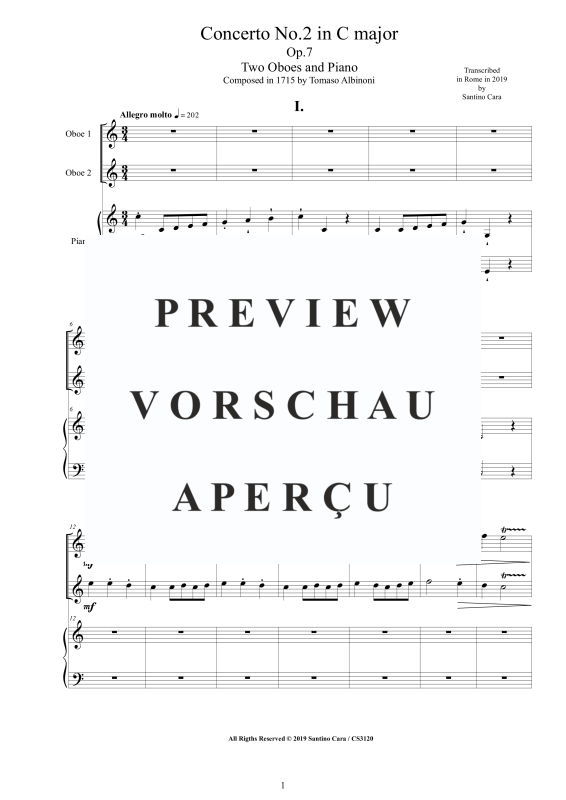 Product gallery: Page 2 of 11 Oboe Concerto No.2 in C-Dur Op.7, , 2 Oboes and Piano/Harpsichord