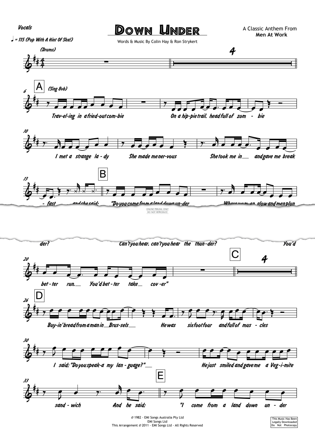 Product gallery: Page 1 of 1 Down Under, Men At Work