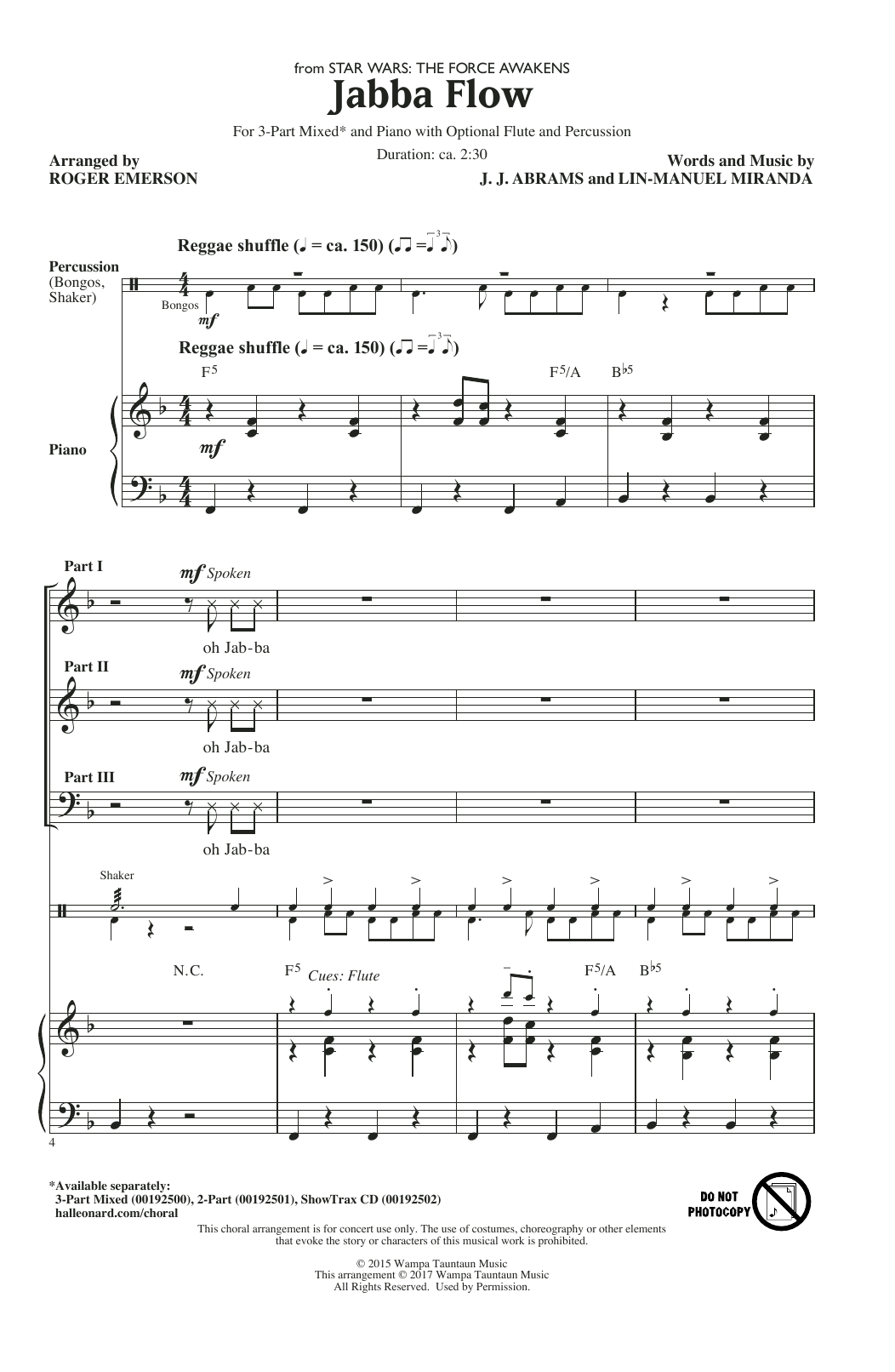 Product picture to: Jabba Flow (from Star Wars: The Force Awakens) (arr. Roger Emerson)