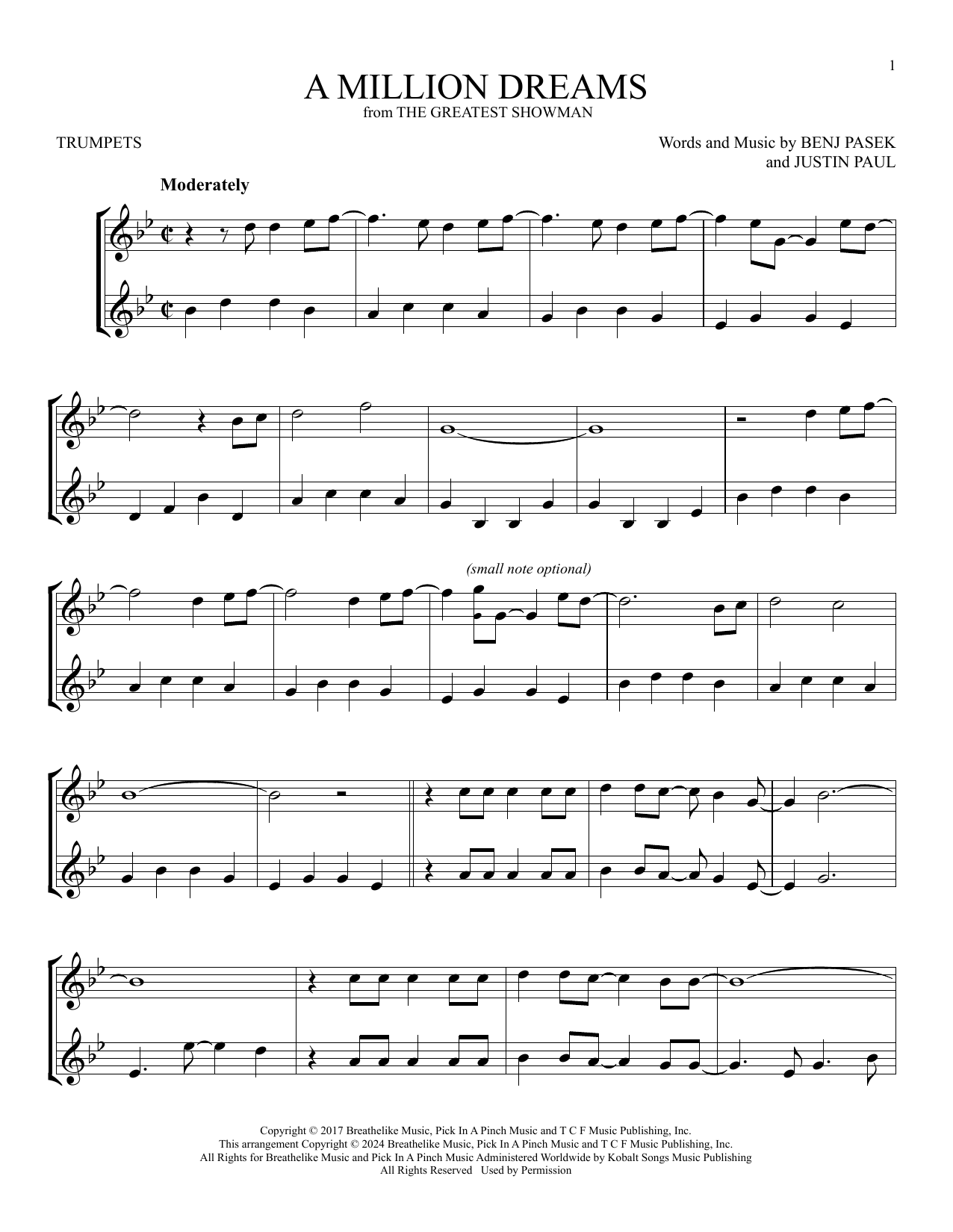 Produktgalerie: Seite 1 von 1 A Million Dreams (from The Greatest Showman), Pink, Trompete
