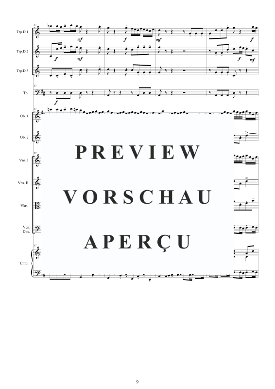 Produktgalerie: Seite 10 von 11 Orchester Suite Nr. 3 D-Dur BWV 1068, , Orchester 3 Trompeten, 3 Oboen, Pauken, Streicher und Cembalo BC