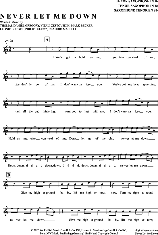 Product picture to: Never Let Me Down Vize Und Tom Gregory