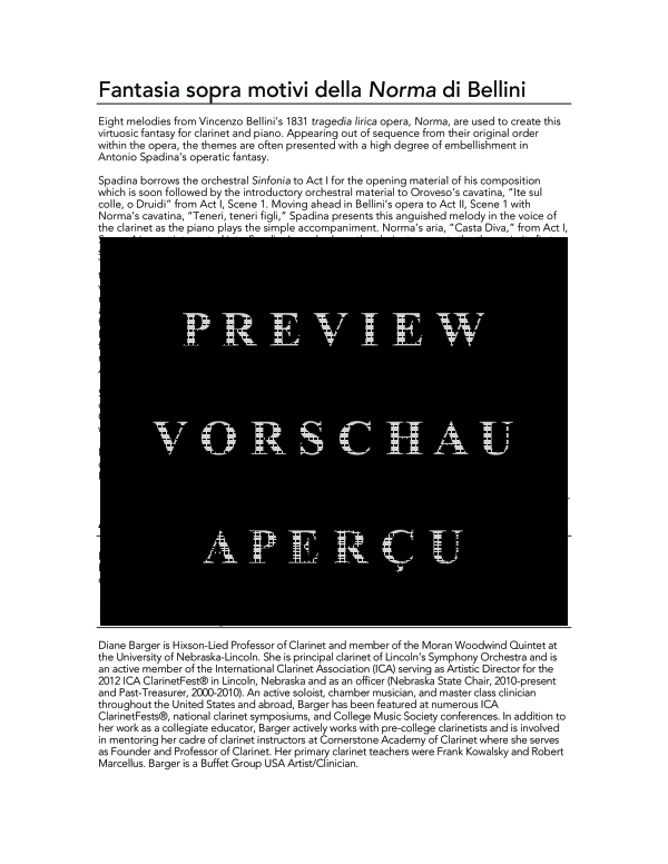 Product gallery: Page 4 of 11 Duetto Concertante: Omaggio sopra motivi dell´opera Norma, , (clarinet in Bb and piano)