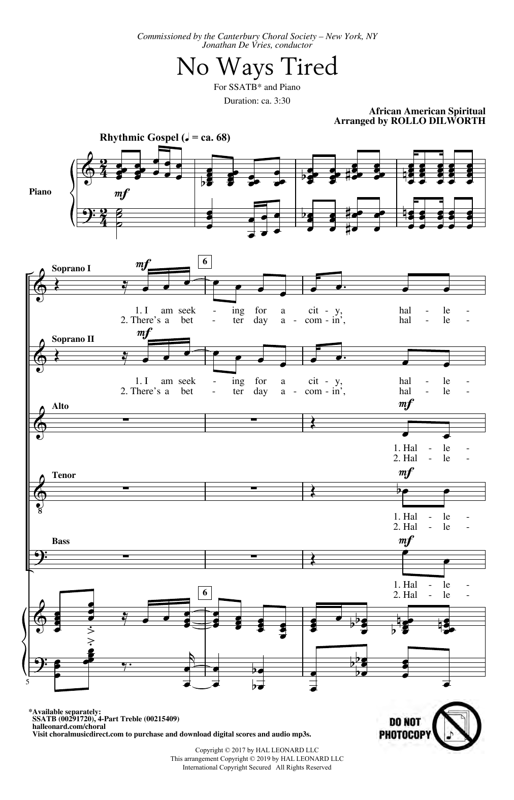 Product picture to: No Ways Tired (arr. Rollo Dilworth)