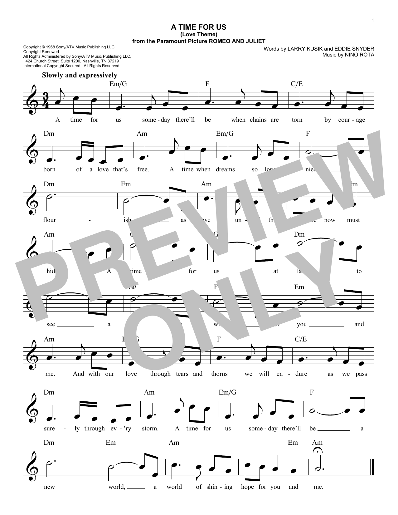 Produktbild zu: A Time For Us (Love Theme from Romeo And Juliet)