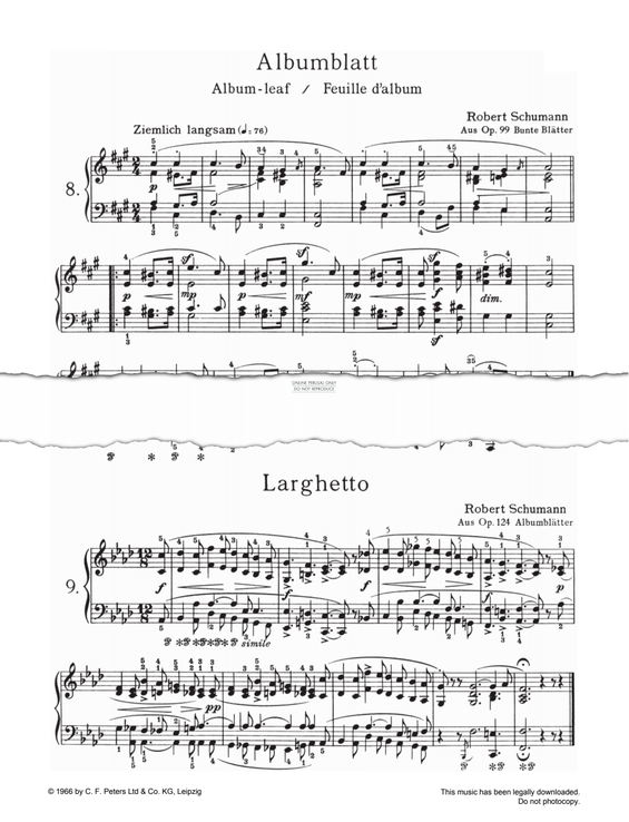 Produktgalerie: Seite 1 von 1 Larghetto, aus Op. 124 Albumblatter, Robert Schumann, Klavier