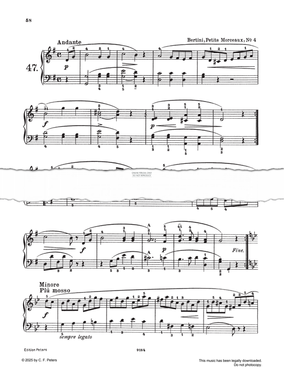 Produktgalerie: Seite 1 von 1 Andante, Petit Morceaux, Nr. 4, Henri Bertini, Klavier