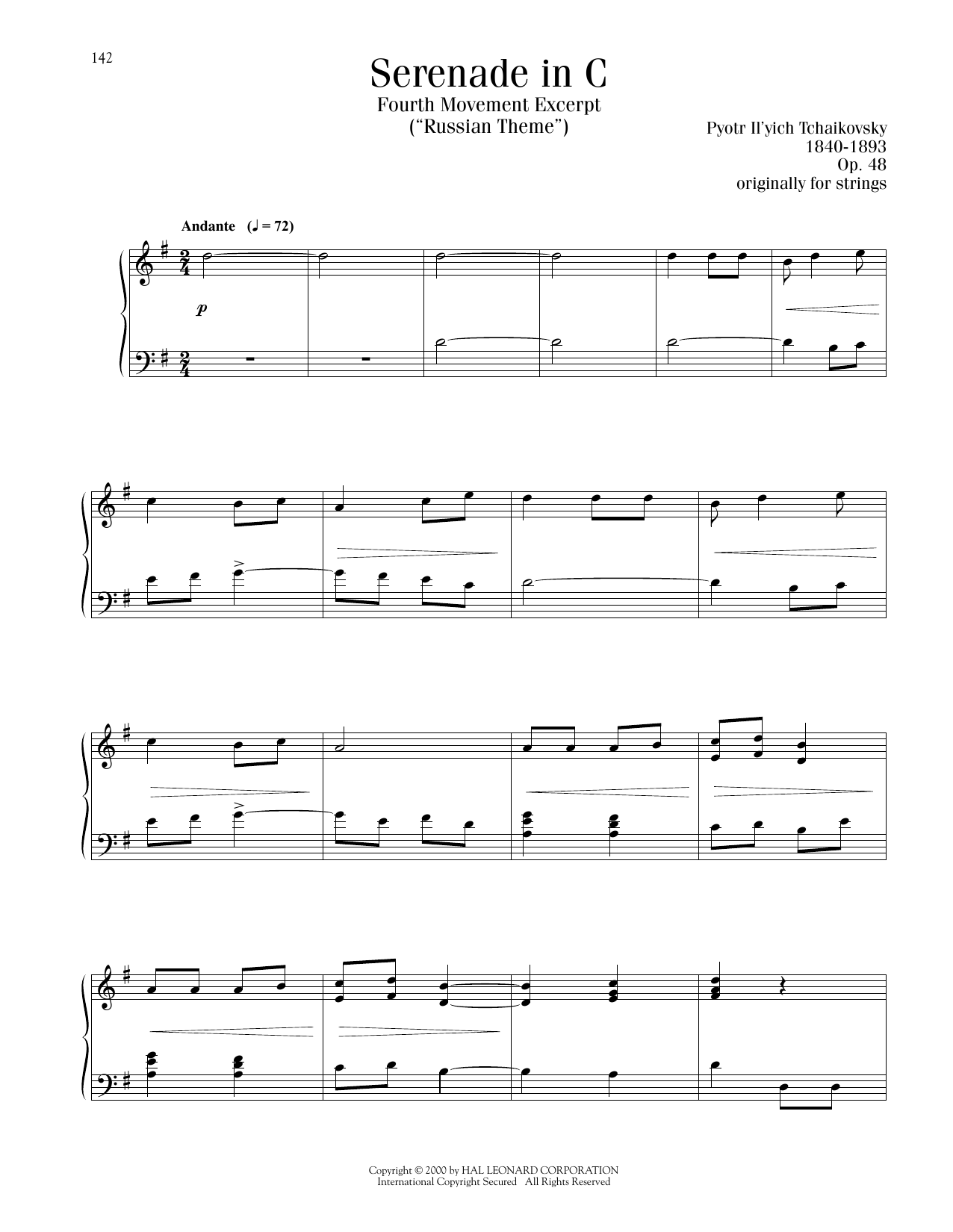 Produktbild zu: Serenade In C, Op. 48, Fourth Movement ("Russian Theme") Excerpt