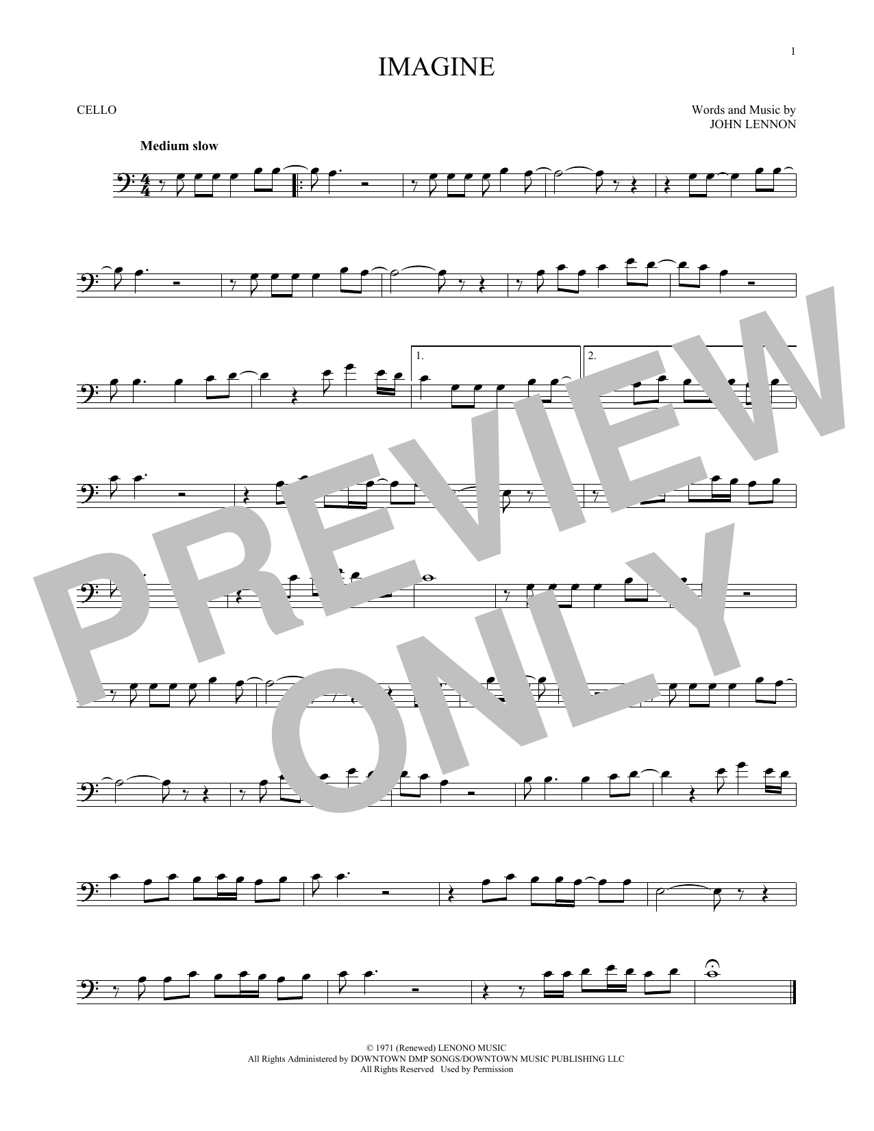 Produktgalerie: Seite 1 von 1 Imagine, John Lennon, Violoncello