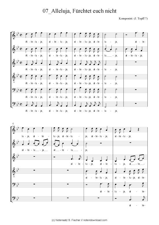 Product picture to: Alleluja, Fürchtet euch nicht (J. Topff ?) / Weihnachtsmotette über Lukas 2,10