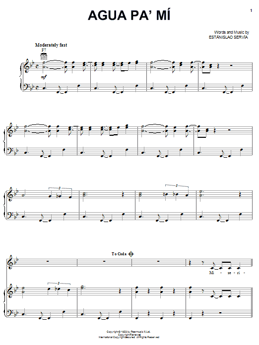 Produktgalerie: Seite 1 von 1 Agua Pa' Mi, Celia Cruz, Gesang, Gitarre, Klavier