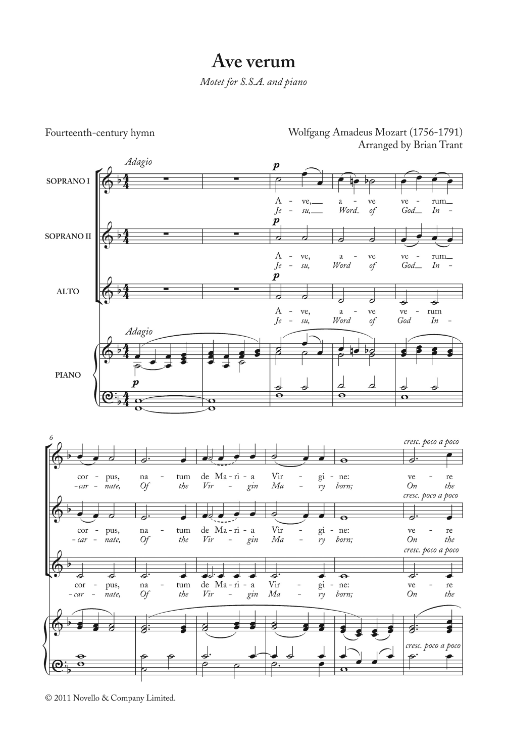 Product gallery: Page 1 of 1 Ave Verum Corpus, K618 (Jesu, Word Of God Incarnate), Wolfgang Amadeus Mozart