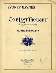 cover: One Last Thought (Song Without Words), Sydney Baynes, Klavier, Violine