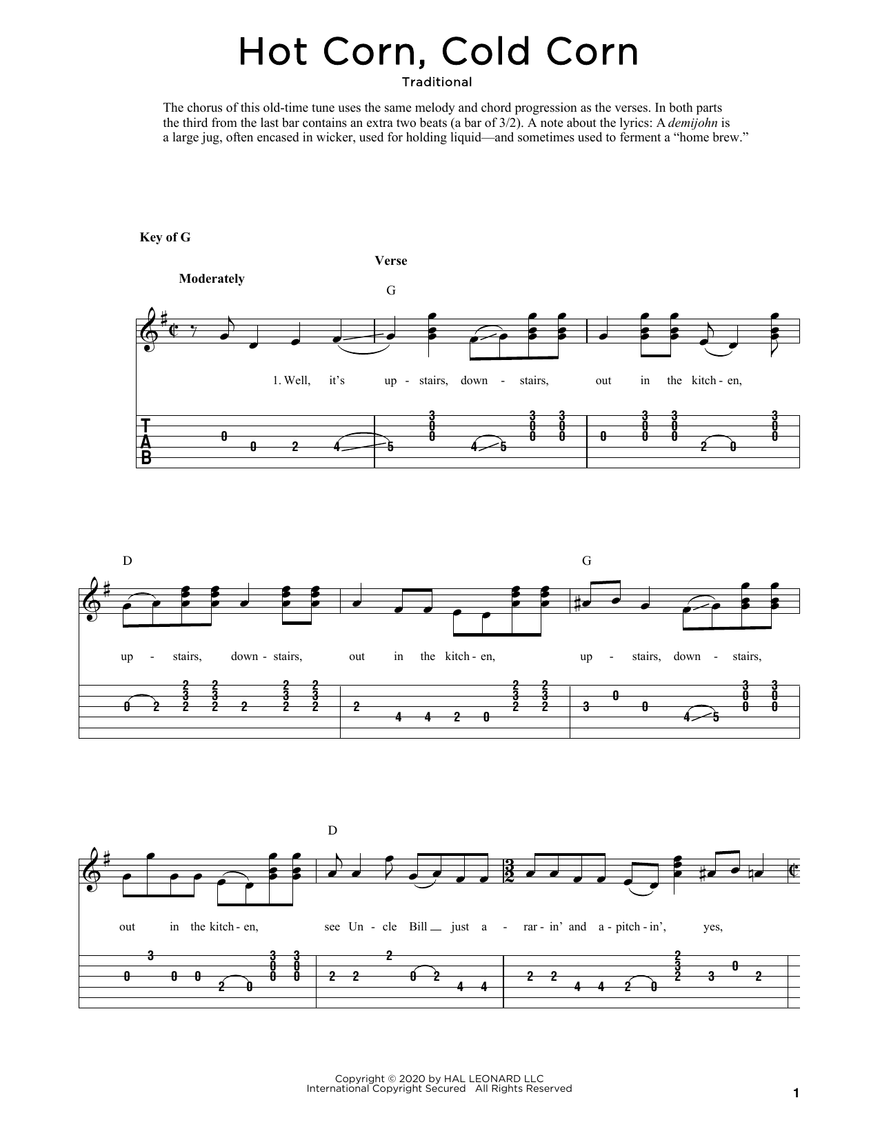 Produktgalerie: Seite 1 von 1 Hot Corn, Cold Corn (arr. Fred Sokolow), Traditional, Gitarre