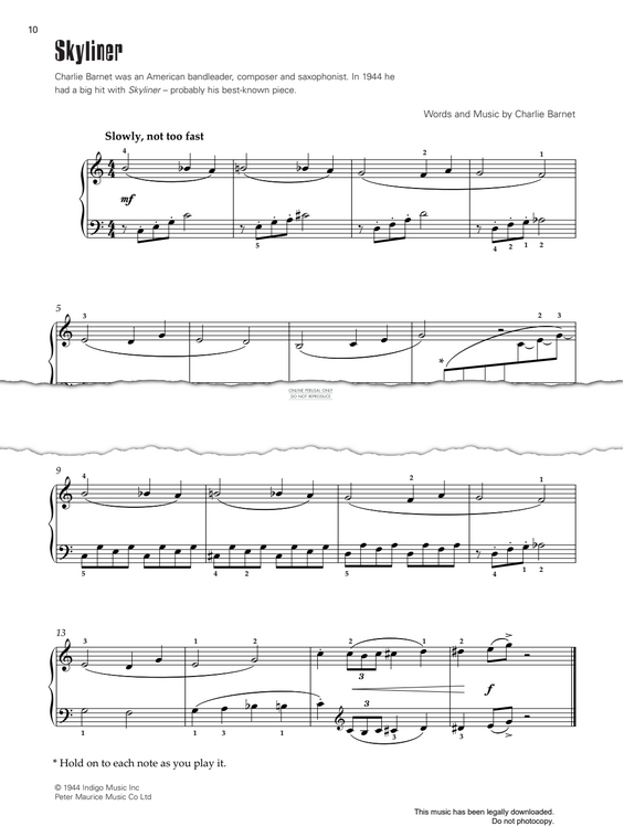Produktgalerie: Seite 1 von 1 Skyliner, Charlie Barnet, Klavier