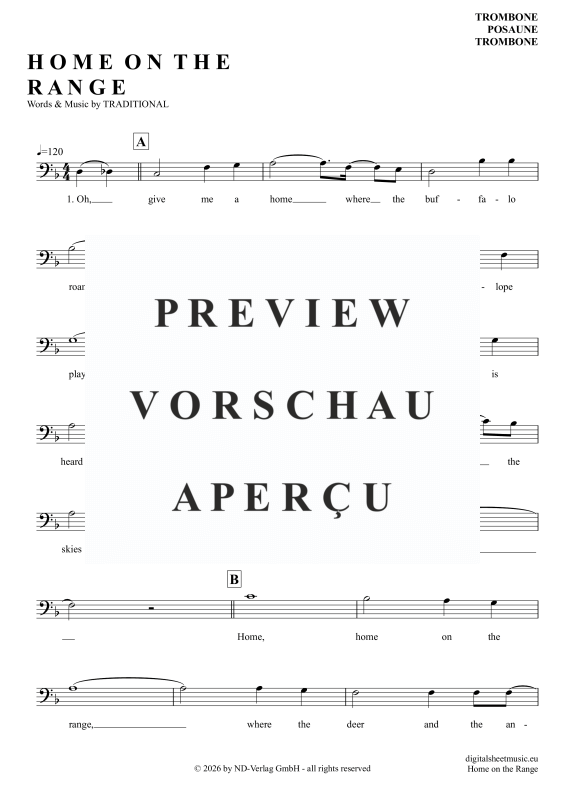 Product gallery: Page 2 of 4 Home On The Range, Folk Song, American, (Posaune / Bariton)