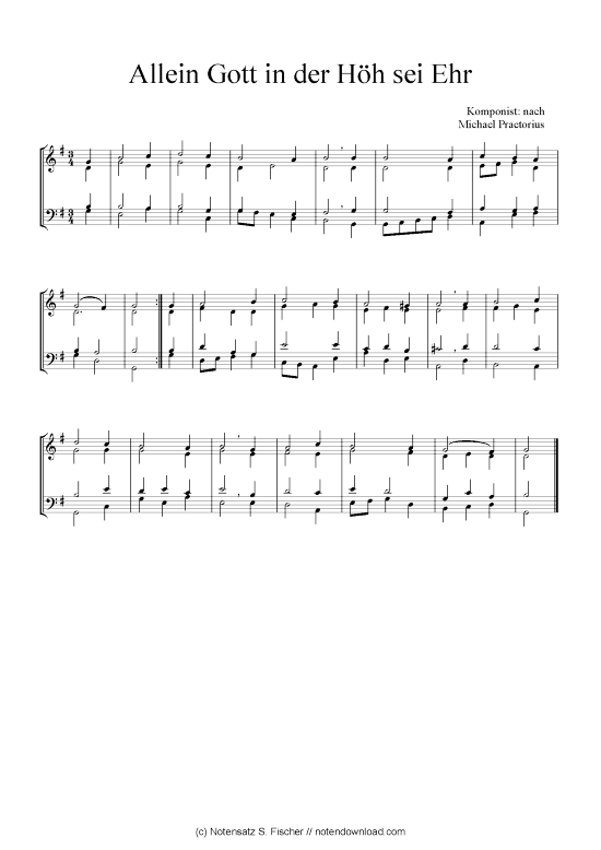 Product picture to: Allein Gott in der Höh sei Ehr nach Michael Praetorius