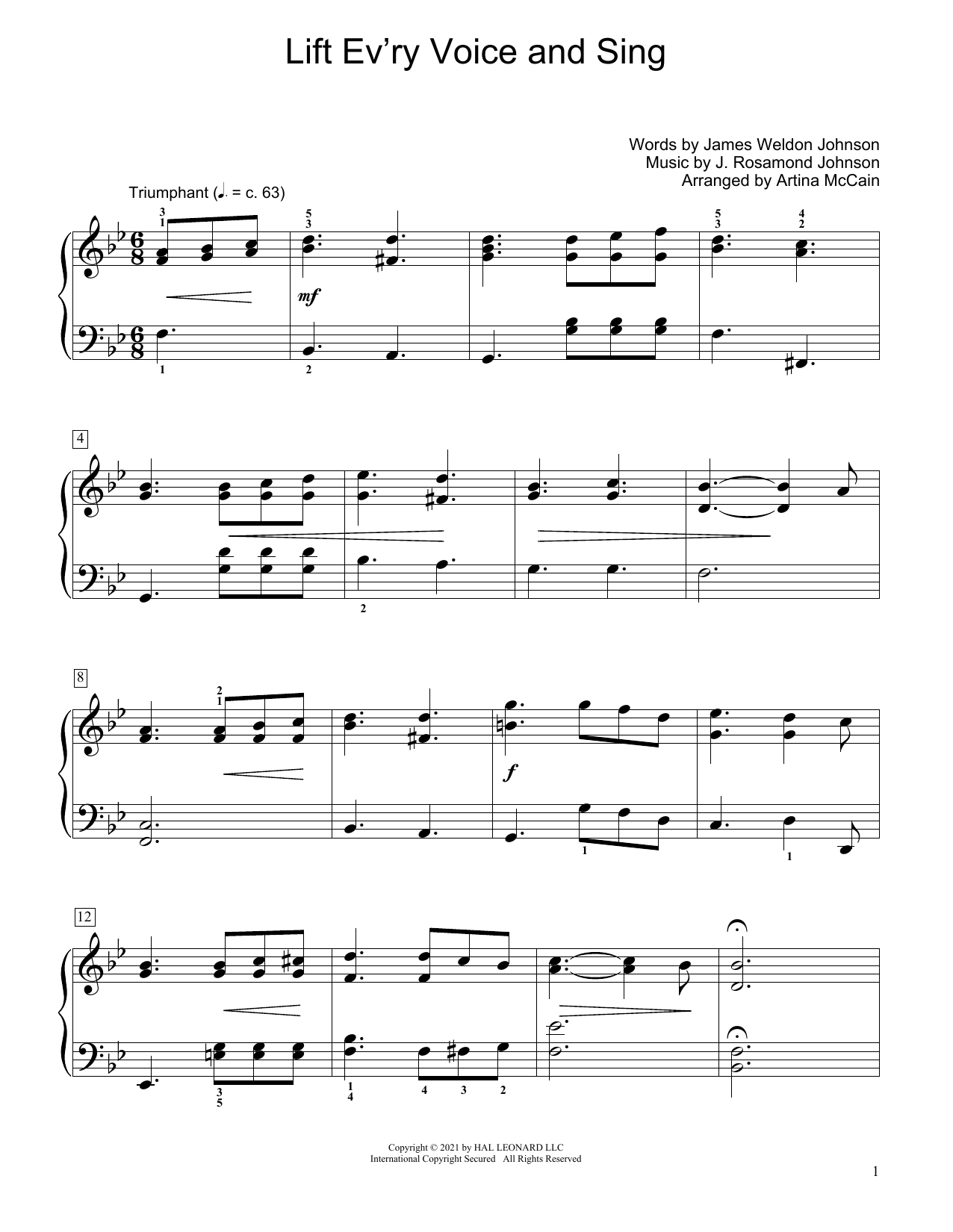 Produktbild zu: Lift Ev'ry Voice And Sing (arr. Artina McCain)