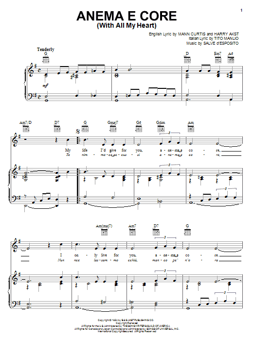 Produktgalerie: Seite 1 von 1 Ànema E Core (With All My Heart), Eddie Fisher, Gesang, Gitarre, Klavier
