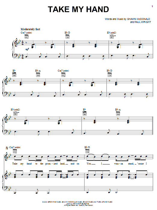 Take My Hand (Shawn McDonald) | Sheet Music: Piano, Vocal & Guitar ...