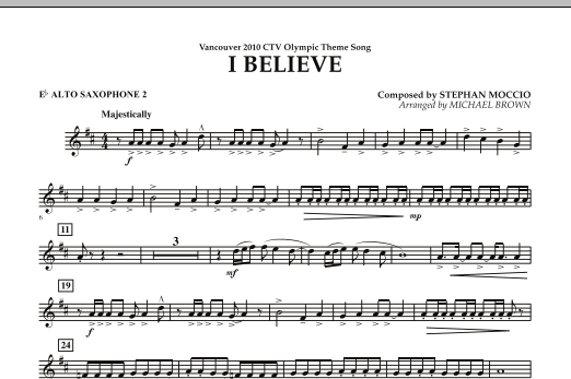 Produktbild zu: I Believe (Vancouver 2010 CTV Olympic Theme Song) - Eb Alto Saxophone 2