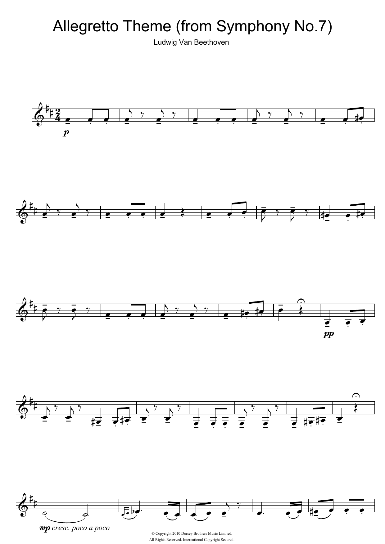 Product gallery: Page 1 of 1 Allegretto Theme (from Symphony No. 7), Ludwig Van Beethoven